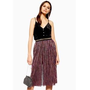 Topshop Metallic Plisse Striped Midi Skirt LAST CHANCE BEFORE DONATION!